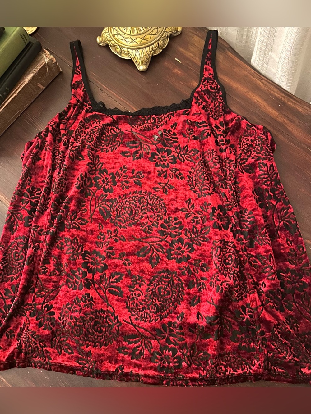 Velvet Red Burnout Lace Cami Top Whimsigoth AVENUE BODY Size 26/28